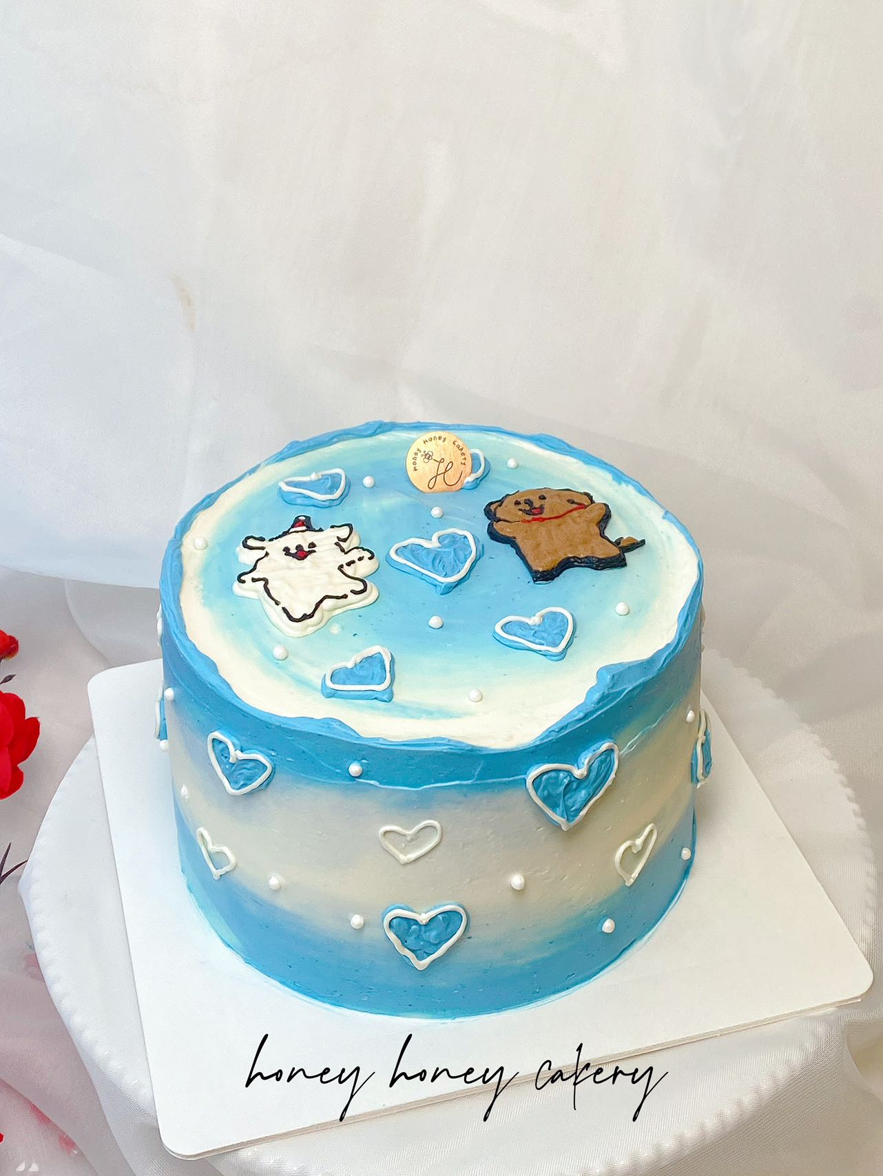 线条小狗 maltese butter cream cake