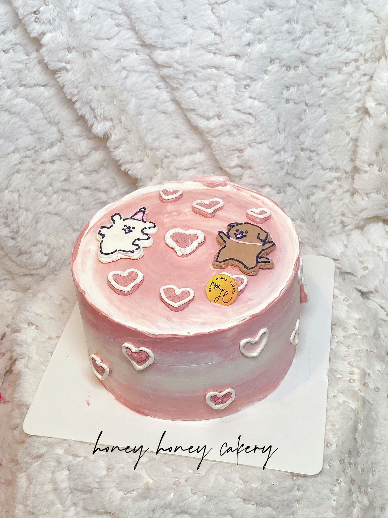 线条小狗 maltese butter cream cake