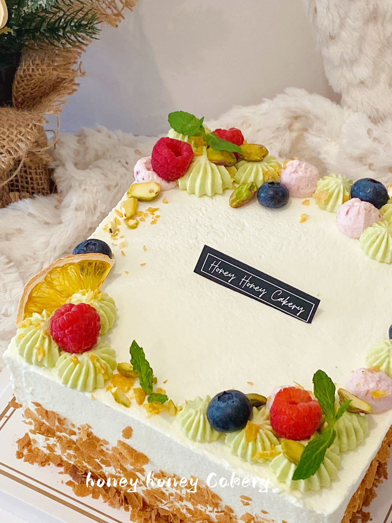 Strawberry Pistachio Chiffon Cake
