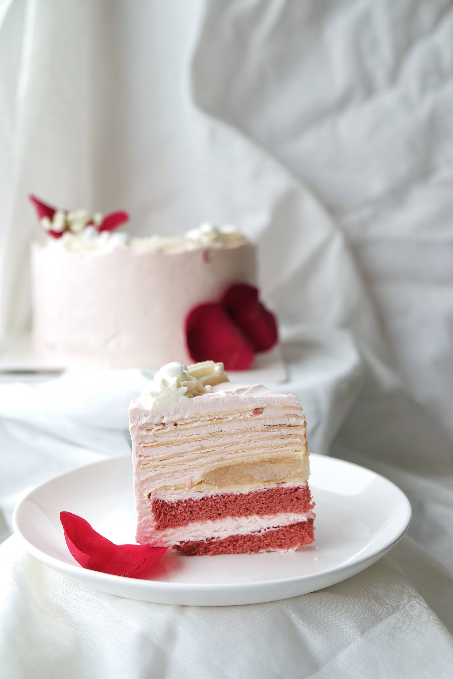 Rose Lychee Crepe-Chiffon Hybrid