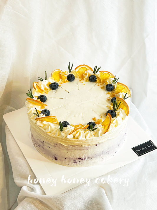 Cheese Blueberry Crepe Chiffon Cake